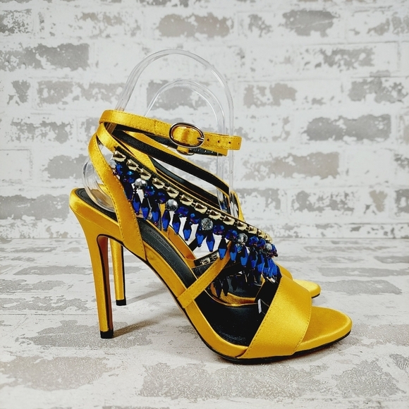 New ASOS DESIGN Hydro Embellished Ankle Strap Heeled Sandals T493 - Picture 5 of 13